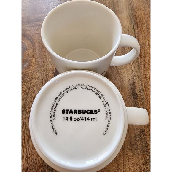 RARE 2x 2018 Starbucks Est 1971 Stackable Coffee Cup Tea Mugs | 14oz - Picture 6 of 6